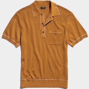 TODD SNYDER Italian Cotton Silk Tipped Ribbed Polo Shirt